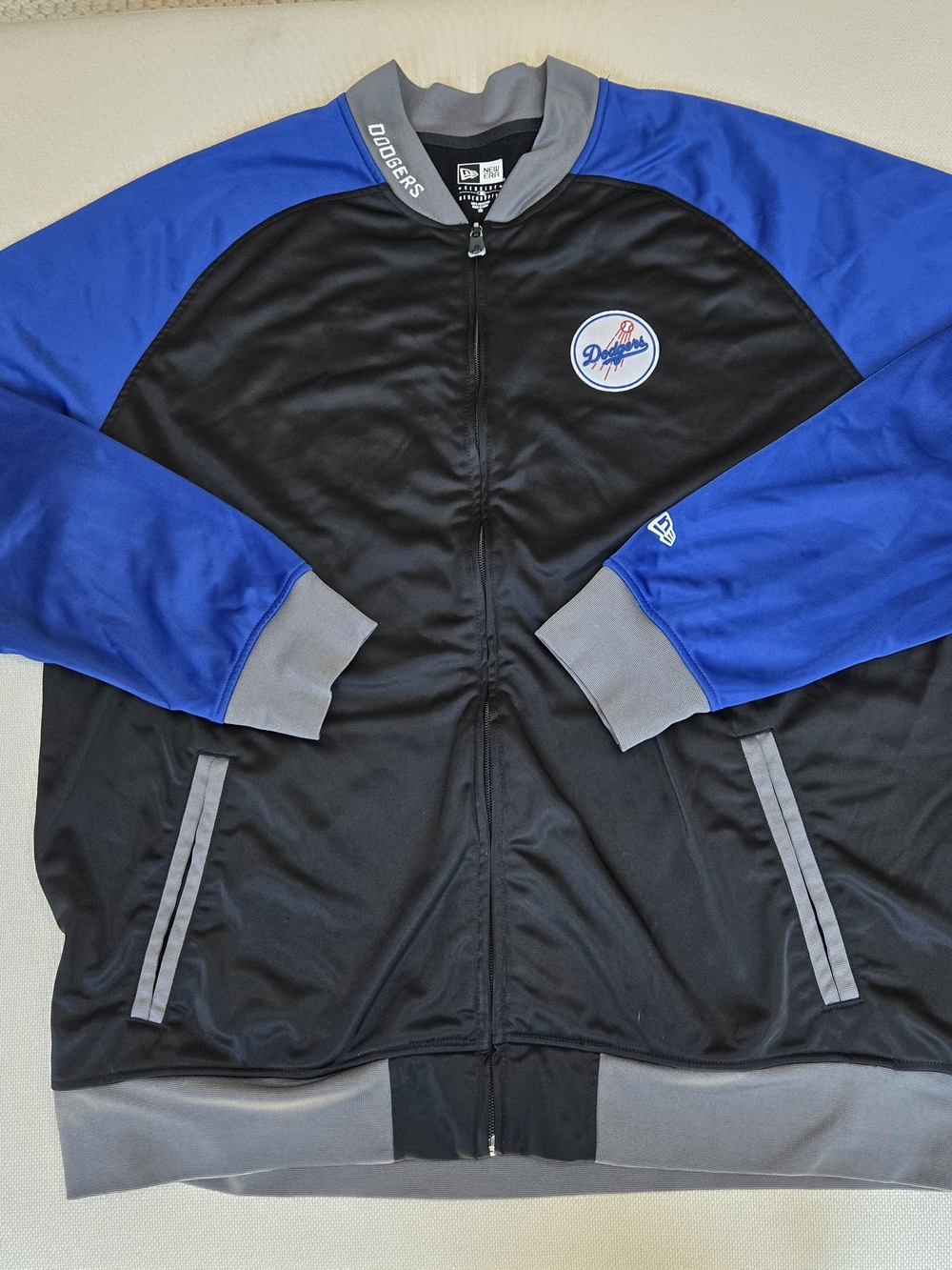 Los Angeles L.A. Dodgers New Era Blue Grey Black 2XL Jacket Zipper MLB Baseball